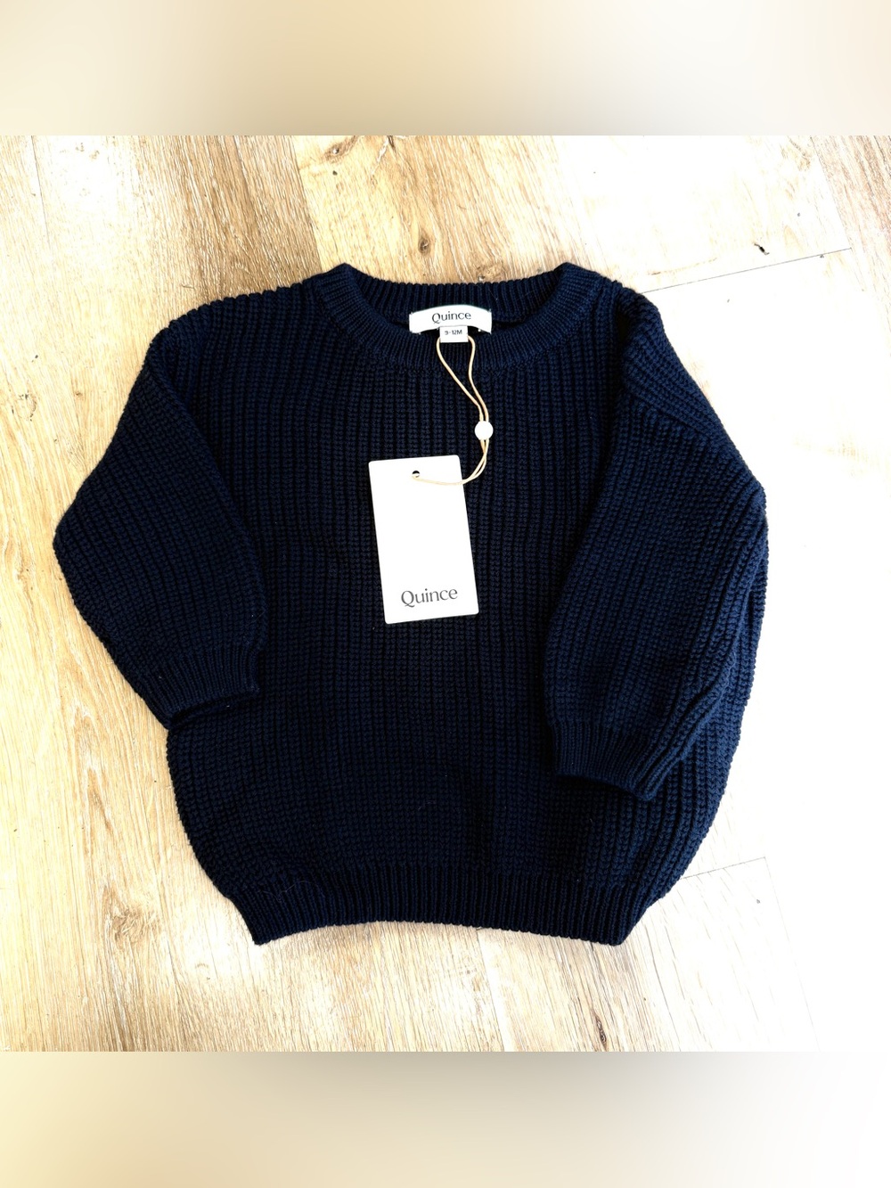 NWT Quince 100% Organic Cotton Fisherman Tunic Sweater Navy Blue 9-12 Months